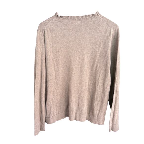 J Crew Cotton Ruffleneck Sweater XL Tan Heather Mushroom BV341 J.Crew - Picture 5 of 7